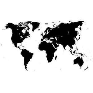 World Map High Detail B&w   72W x 41H   Peel and Stick 