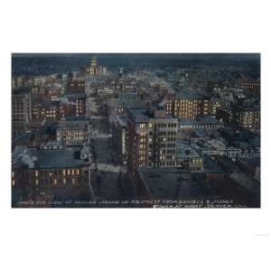 Denver, Colorado   Birds Eye View of City at Night Giclee Poster 