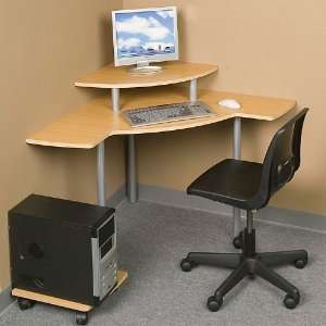  Compact Corner Workstation Teak Laminate Finish/Silver 