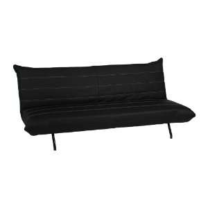 ANNA CONVERTIBLE SOFA BED IN BLACK LEATHERETTE W/ WHITE STITCHING BY 
