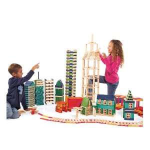   Wooden 200 Piece Building Blocks Set, in Cool Colors Toys & Games