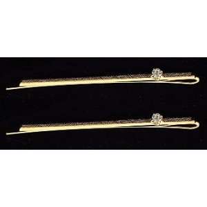   Metal Bars And Twirls In Shiny Gold Or Silver Bobby Pins Pair Beauty