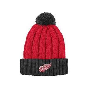  Reebok Detroit Red Wings Womens Cuffed Knit Hat With Pom 