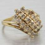 Shimmering Solid 14K Yellow Gold Diamond Vintage Cocktail Bypass Style 