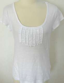   Republic Womens White Ruffle Sequined T Shirt Sizes S XL  