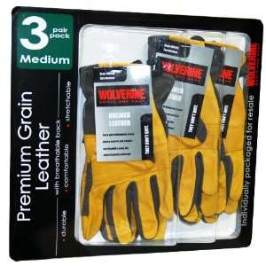  Wolverine Leather Work Gloves   Medium   3 Pair