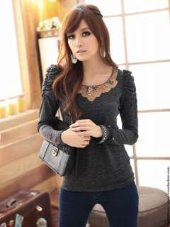 New Ruffle Sleeve Lace Neck Top Shirt  Q 2128