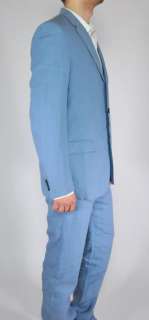 Authentic $2133 Gianfranco Ferre 100% Linen Light Blue Suit US 38 EU 