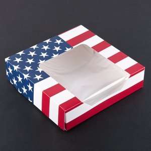  American Flag Window Cake / Bakery Box 8 x 8 x 2 100/CS 
