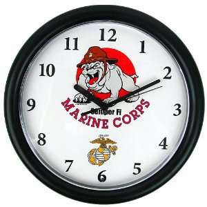  Deluxe Chiming US Marines Clock Featuring Bull Dog Mascot 