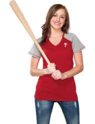 Philadelphia Phillies Womens Dark Red Energy V Neck T Shirt