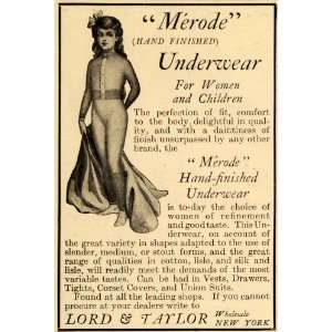 1905 Ad Lord Taylor Merode Hand Finished Underwear   Original Print Ad