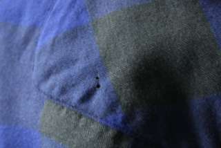 Vtg 80s Timber Run buffalo plaid Flannel Shirt jacket Men XL blk Blue 