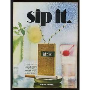  1968 Winston Menthol Cigarette Sip It Print Ad (11007 