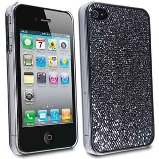 FOR iPHONE 4S 4 4G BLING GLITTER DISCO SHELL CASE COVER   BLACK  