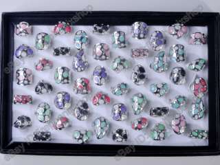 wholesale lots mixed 5PCS handcraft Enamel crystal silver Rings New 