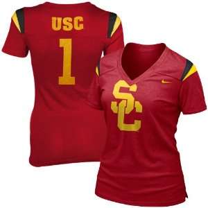Nike USC Trojans Ladies Cardinal Football Replica Premium Heathered T 