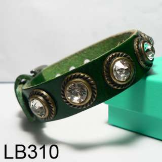 New Design Wholesale Lots Wristband Genuine Leather Crystal Bracelet 