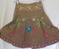BASIL & MAUDE Beaded Embellished Skirt size 6 Seashells Embroidery 