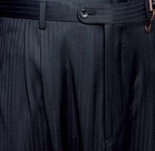 Daniele Black Tone Stripe 2BT 150s Wool Mens Dress Suit  