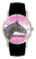   Warmblood Horse Genuine Black Leather Strap Wrist Watch SA1286  