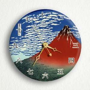 South Wind, Clear Sky Red Fuji 6 Silent Wall Clock (Includes Desk 