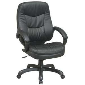   Leather Chair with Pillow Top Seat and Back, Padded Nylon Arms and L