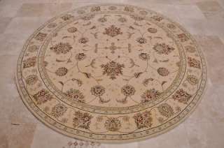 FOOT ROUND AREA RUG HAND TUFTED SILK WOOL IVORY  