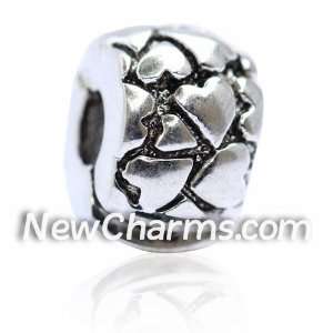   Small Silver Hearts European Bead Pandora Style Chamilia Troll Biagi