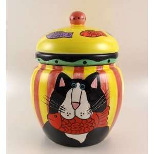  Catzilla Ceramic CAT TREATS Jar Canister Candace Reiter 