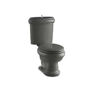   Toilet with Seat, Brushed Chrome Flush Actuator and Trim, Thunder Grey
