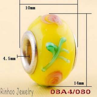 Y30341 100pcs charms beads lampwork glass 4.5mm hole lots 08A4 free 