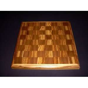  Walnut & Zebrawood Chessboard w/ Zebrawood Frame 