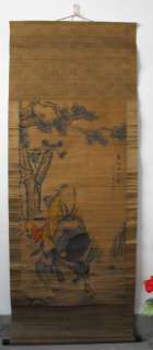 Vintage Chinese Hanging Scroll Painting Laozi Talking  