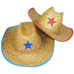  Childs Straw Cowboy Hats With Plastic Star (1 dz) Toys 