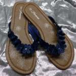   Womens Blue Flowers Flip Flops Flat Shoes KALISA 38 Blue All Size NEW