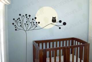 Nursery Kids Room Decor Tree Owl wall Art Decal sticker  