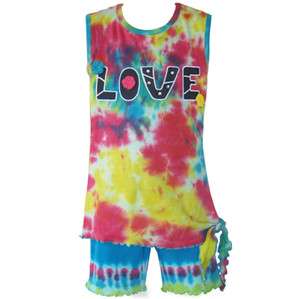 AnnLoren Girls LOVE Tie Dye Tank Shorts Outfit 2 10  