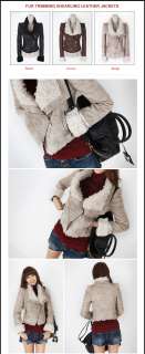 CH01 Womens Shearling Leather Jackets, Korea style Casual Winter 