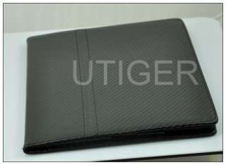 Black Carbon Fiber Pattern With Stand Case For Ipad 2  