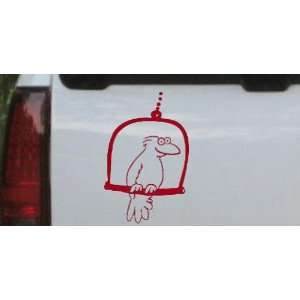 Cute Bird On Swing Animals Car Window Wall Laptop Decal Sticker    Red 