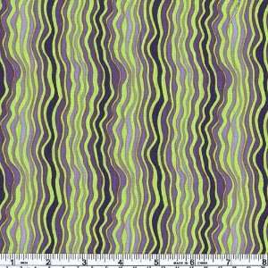  45 Wide Color Vibration Sqiggle Green/Puple Fabric By 