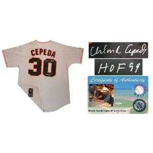  Orlando Cepeda Signed Giants Grey Jersey w/HOF99 Sports 