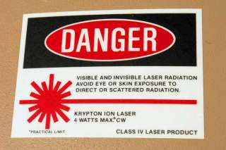ABOVE The warning label on the head. 4 watts (or 4000 Milliwatts) is 