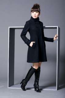Womens Wool Cashmere Winter Long Coat in 4 Colors  