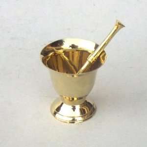   HANDCRAFTED DECORATIVE BRASS MORTAR AND PESTLE 
