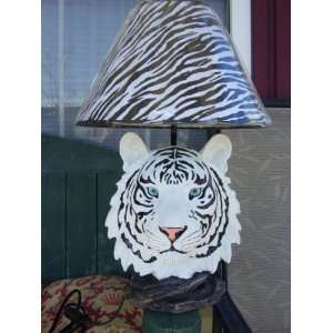  WHITE TIGER TABLE LAMP JUNGLE SAFARI DECOR EXOTIC CAT INDIA Home