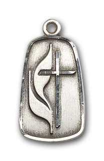 Silver Methodist Cross Medal Pendant Necklace Jewelry  