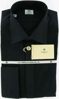 New $425 Borrelli Black Tuxedo Shirt 17.5/44  
