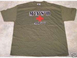 Miliary Olive Drab T shirt with MASH logo SZ XXL  